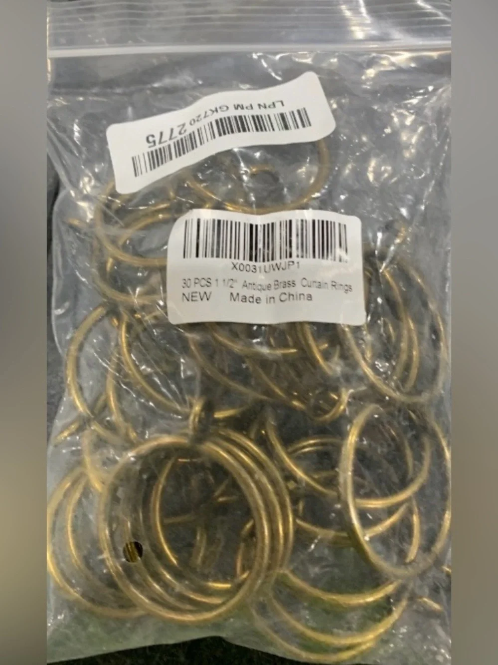 Antique Brass Curtain Rings 30pc.